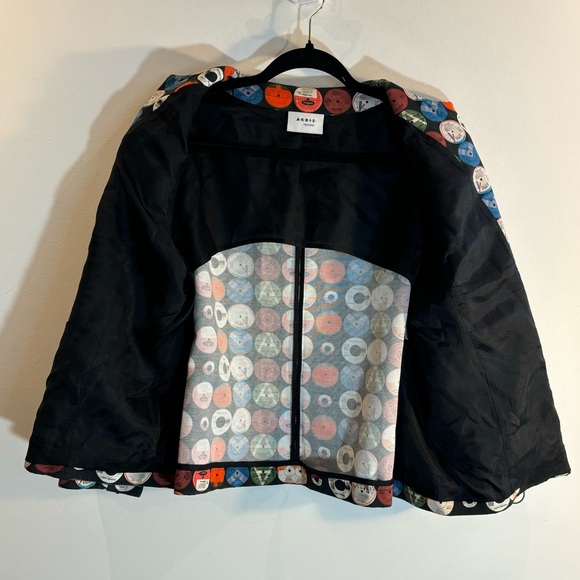 AKRIS PUNTO Sz 14 Blazer Jacket Polka Dot Pattern Partly Lined 100% Cotton - Picture 7 of 10